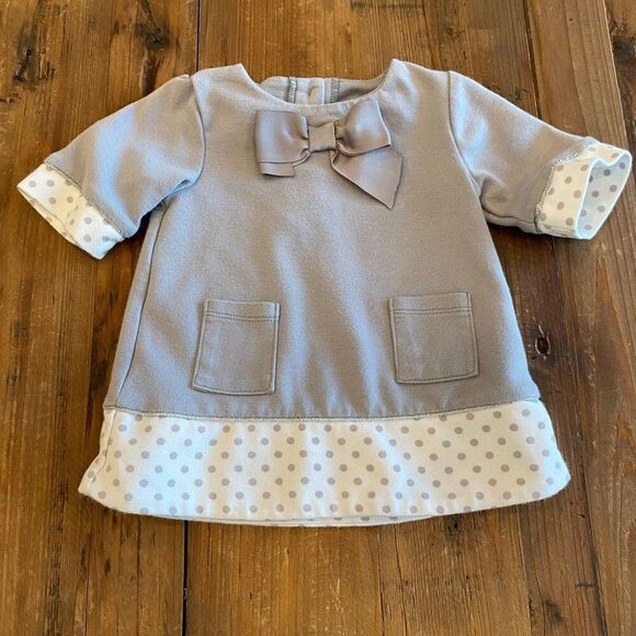 Jillian’s Closet Gray Dress Polka Dot Trim Infant Size 6-9 Months - Picture 13 of 14